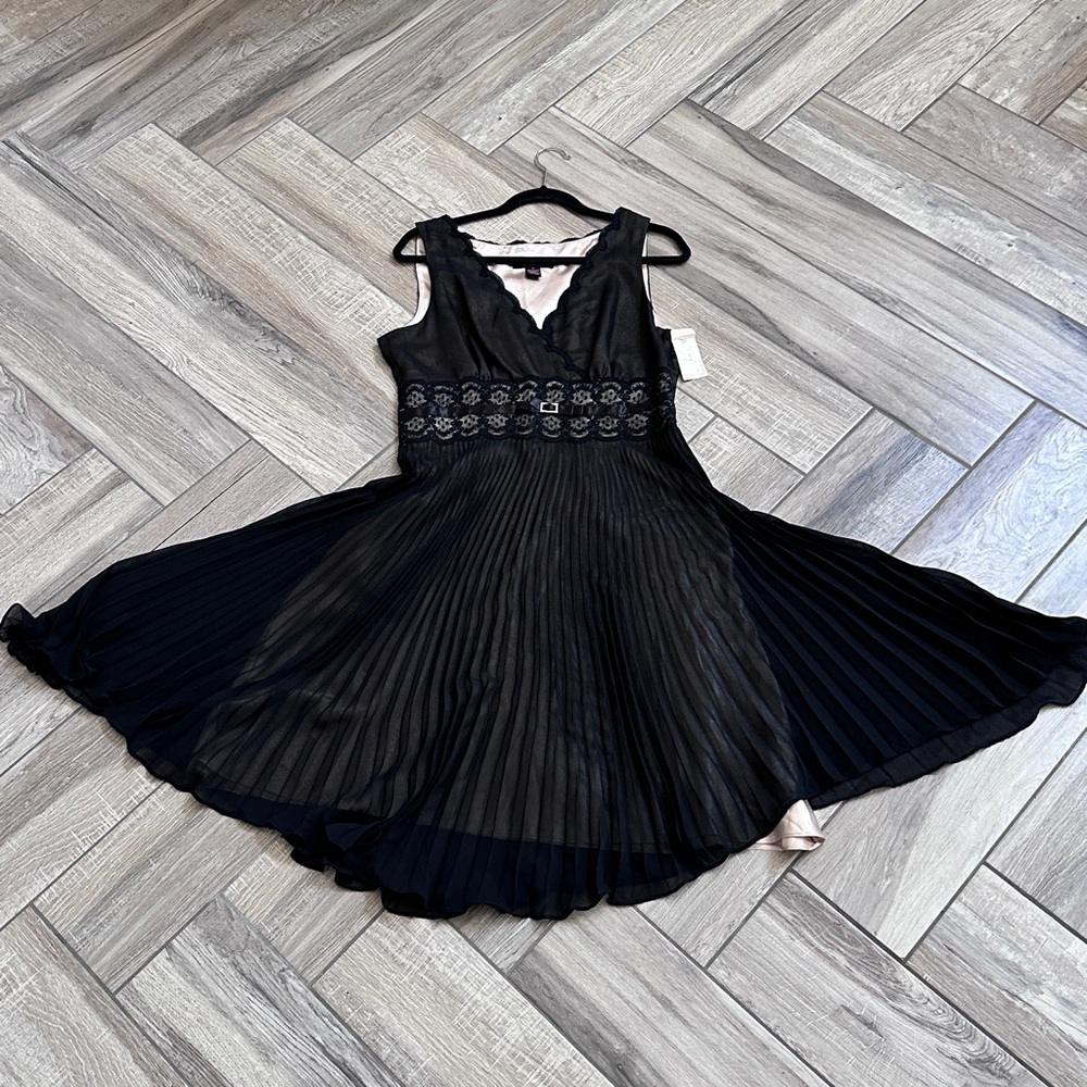 Nordstroms Signature Robbie Bee sleeveless pleated  v neck lined dress